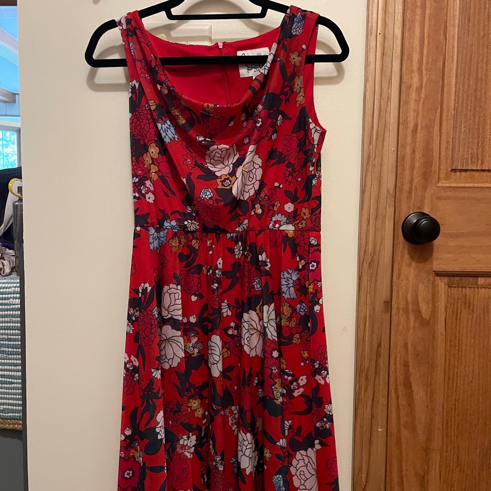 Modcloth Red Floral Maxi Dress